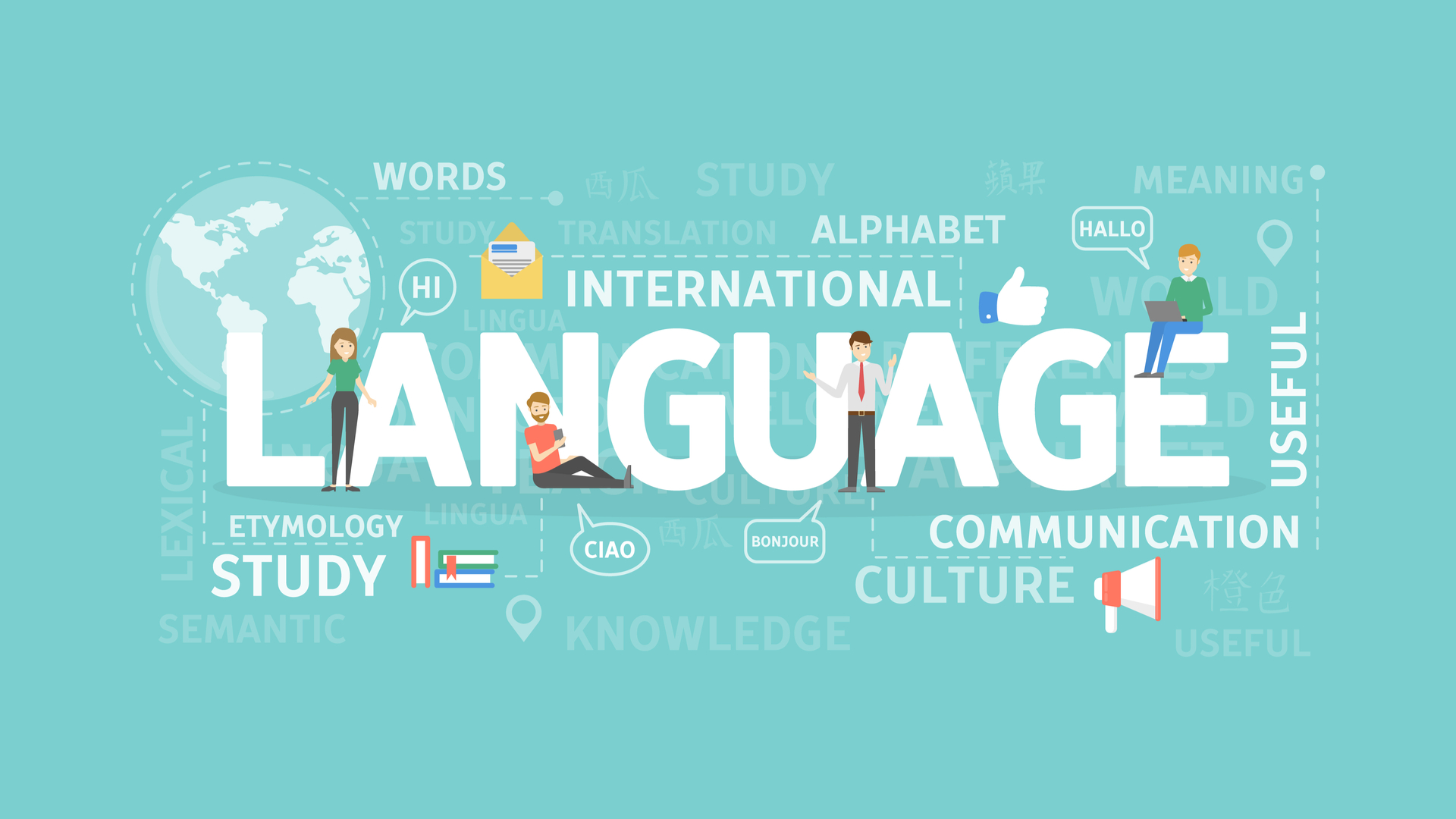 My new language. Learn Foreign language illustration. Foreign languages illustration. Language Learning illustration.