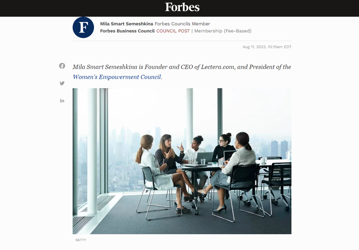Mila Smart Semeshkina for Forbes: "Stories of accomplished female leaders can serve as beacons"