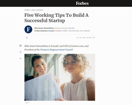 Мила Смарт Семешкина в колонке Forbes: “Успех стартапа — свидетельство смелости и дальновидности”